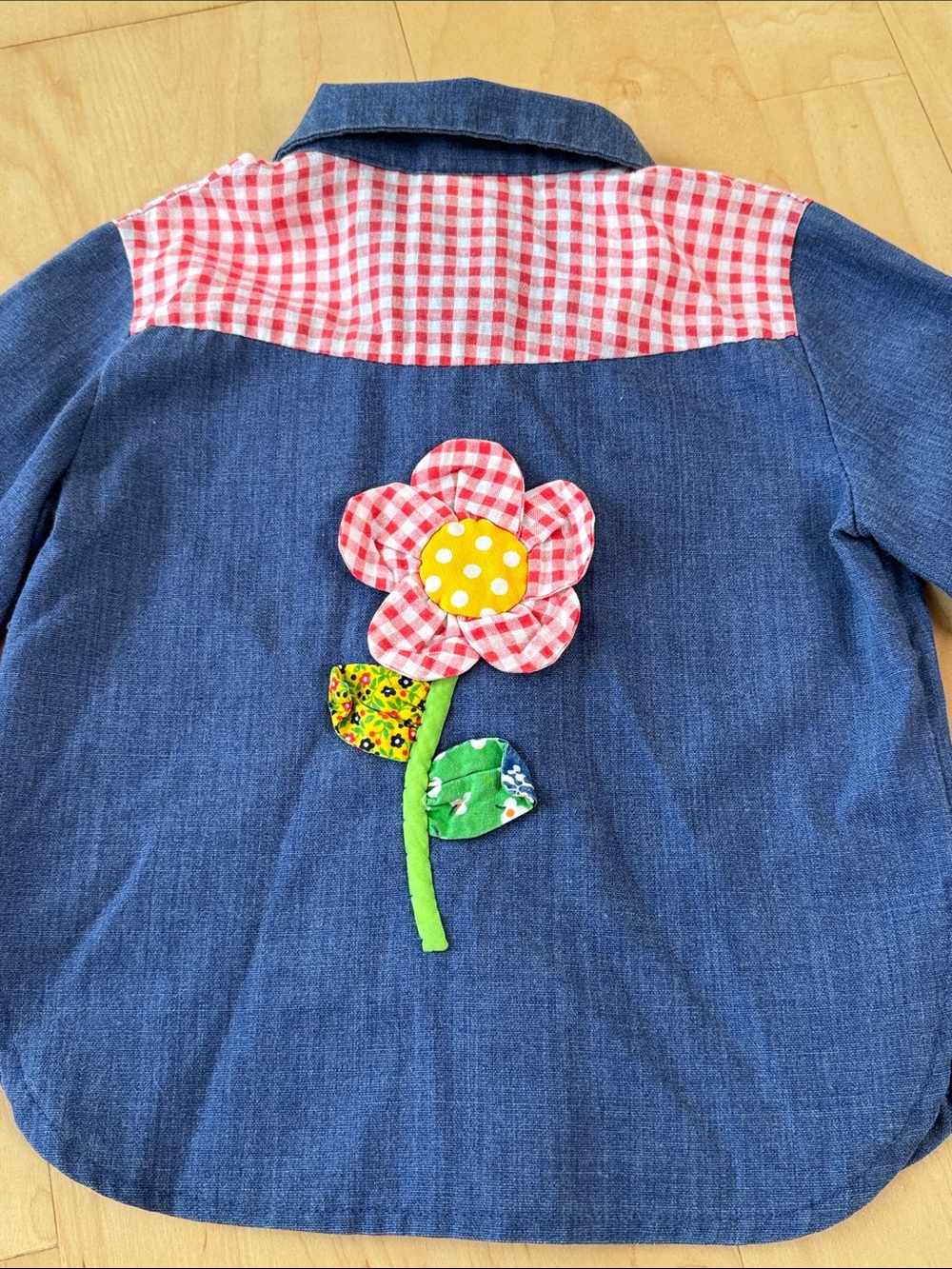 Mine From Hollywood Vintage Baby Kids Western Plaid Gingham Shirt With Flower
